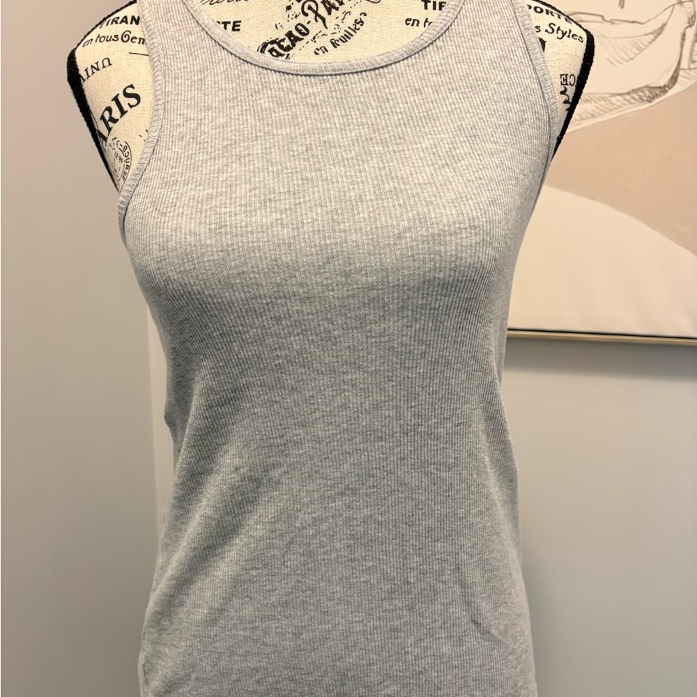 George Gray Ribbed Tank Top - Size Large - Picture 2 of 10